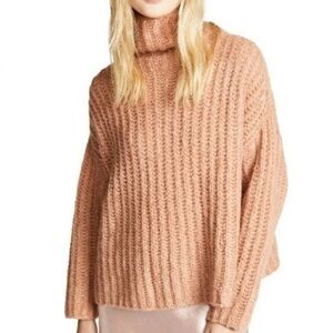 Free People Fluffy Fox Turtleneck Sweater Women’s Small Chunky Knit Oversized